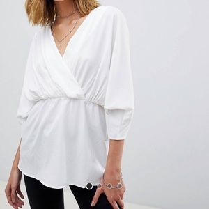 ASOS Design Wrap Top with ruched selves